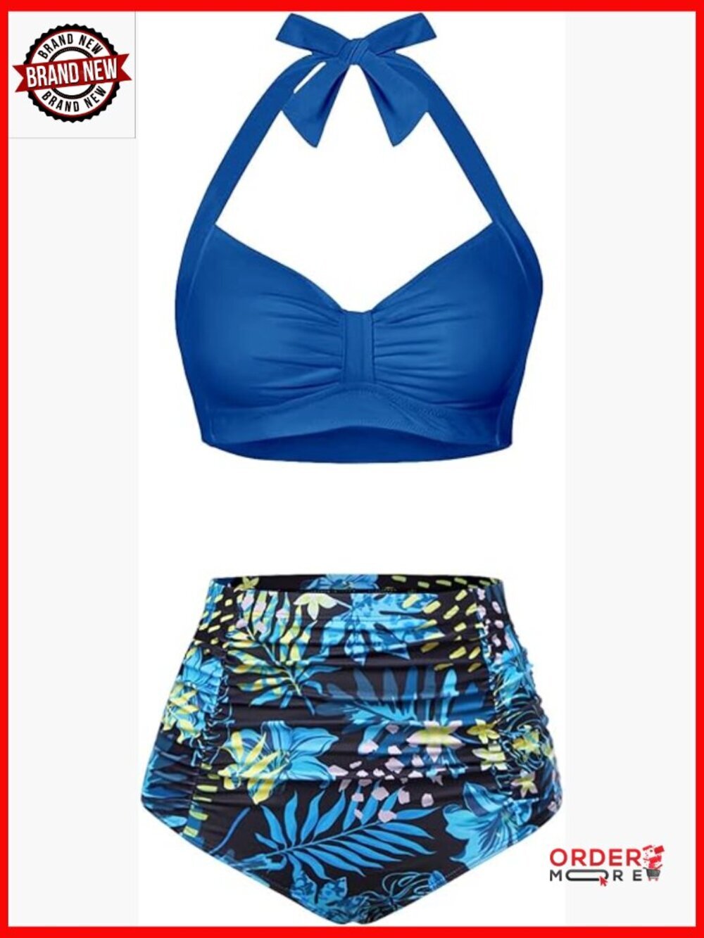 High Waisted Bikini Set Tummy Control Two Piece Swimwear Halter Bathing Suit